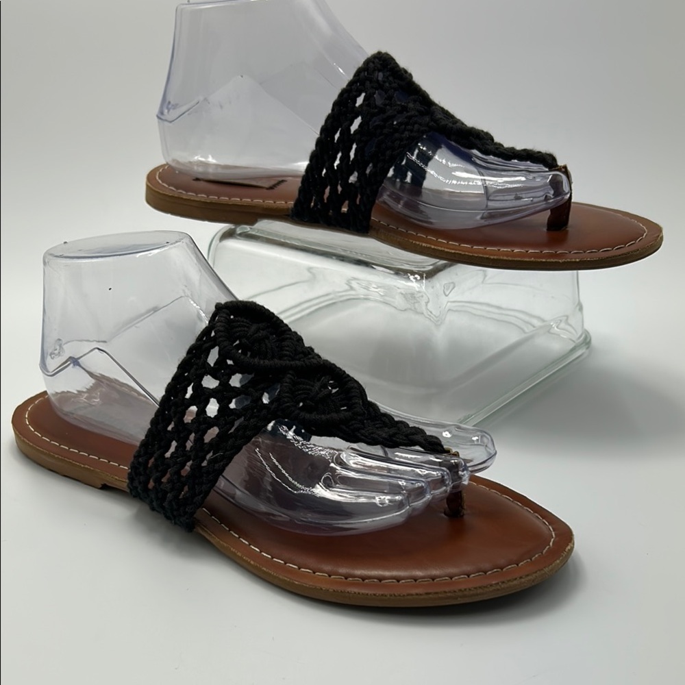 Black Crochet Women's Sandals